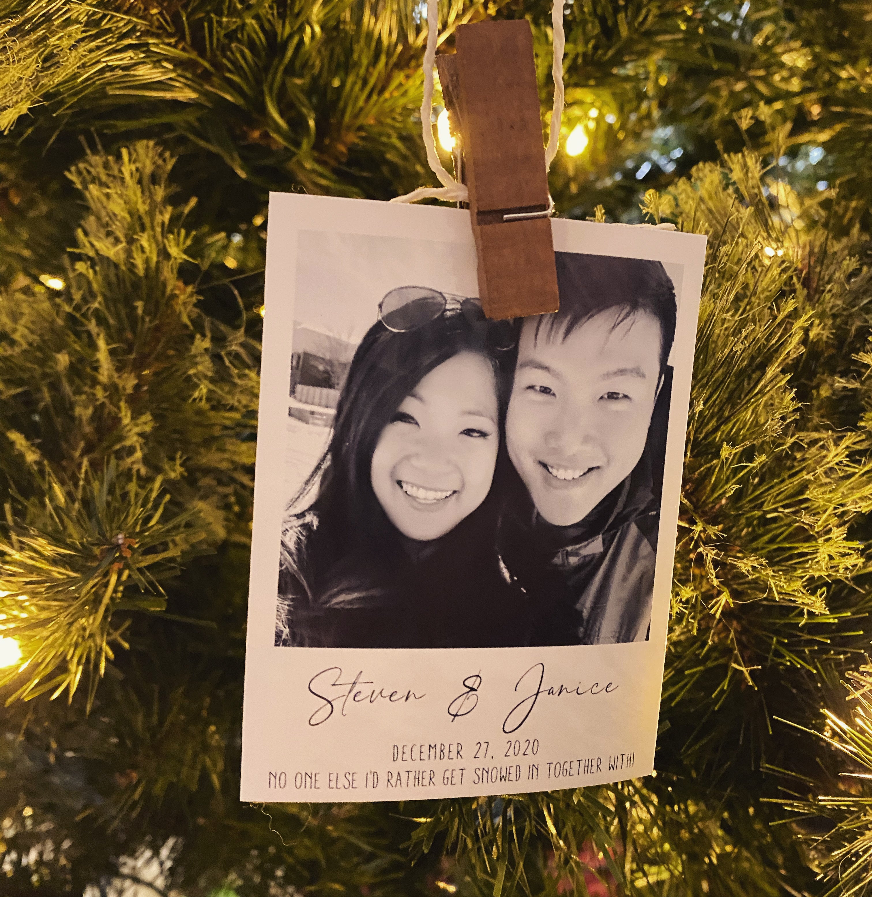 Personalized Polaroid Photo Ornament with Magnet Backing