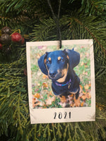 Load image into Gallery viewer, Personalized Polaroid Photo Ornament with Magnet Backing
