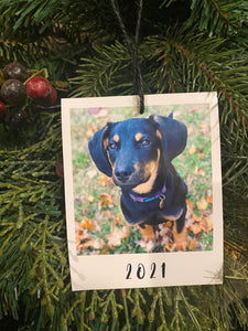 Personalized Polaroid Photo Ornament with Magnet Backing