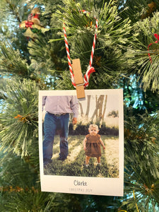 Personalized Polaroid Photo Ornament with Magnet Backing