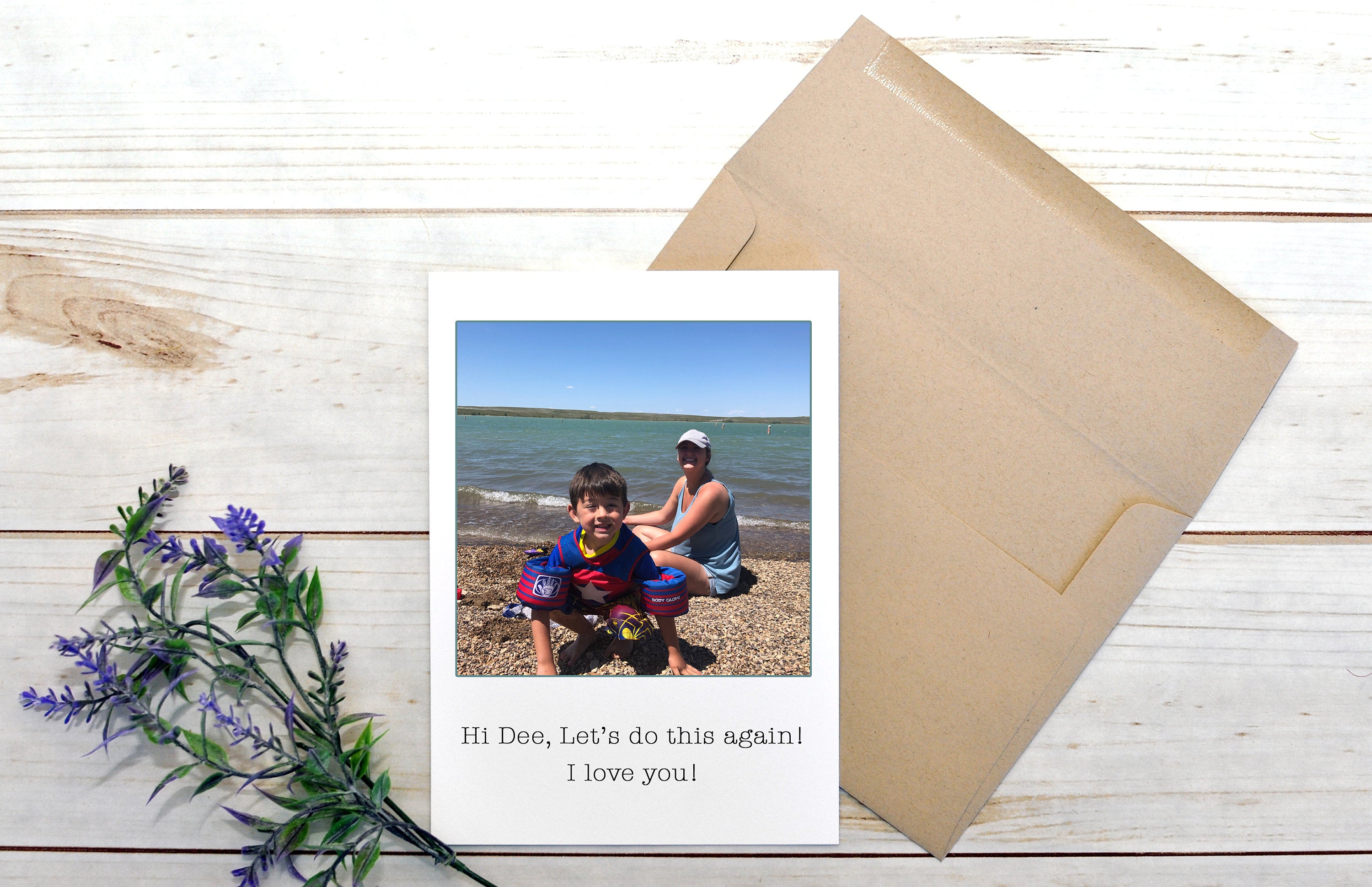 Personalized Photo Magnet Gift Mailed to a Loved One - Custom Photo Magnet and Natural Kraft Envelope