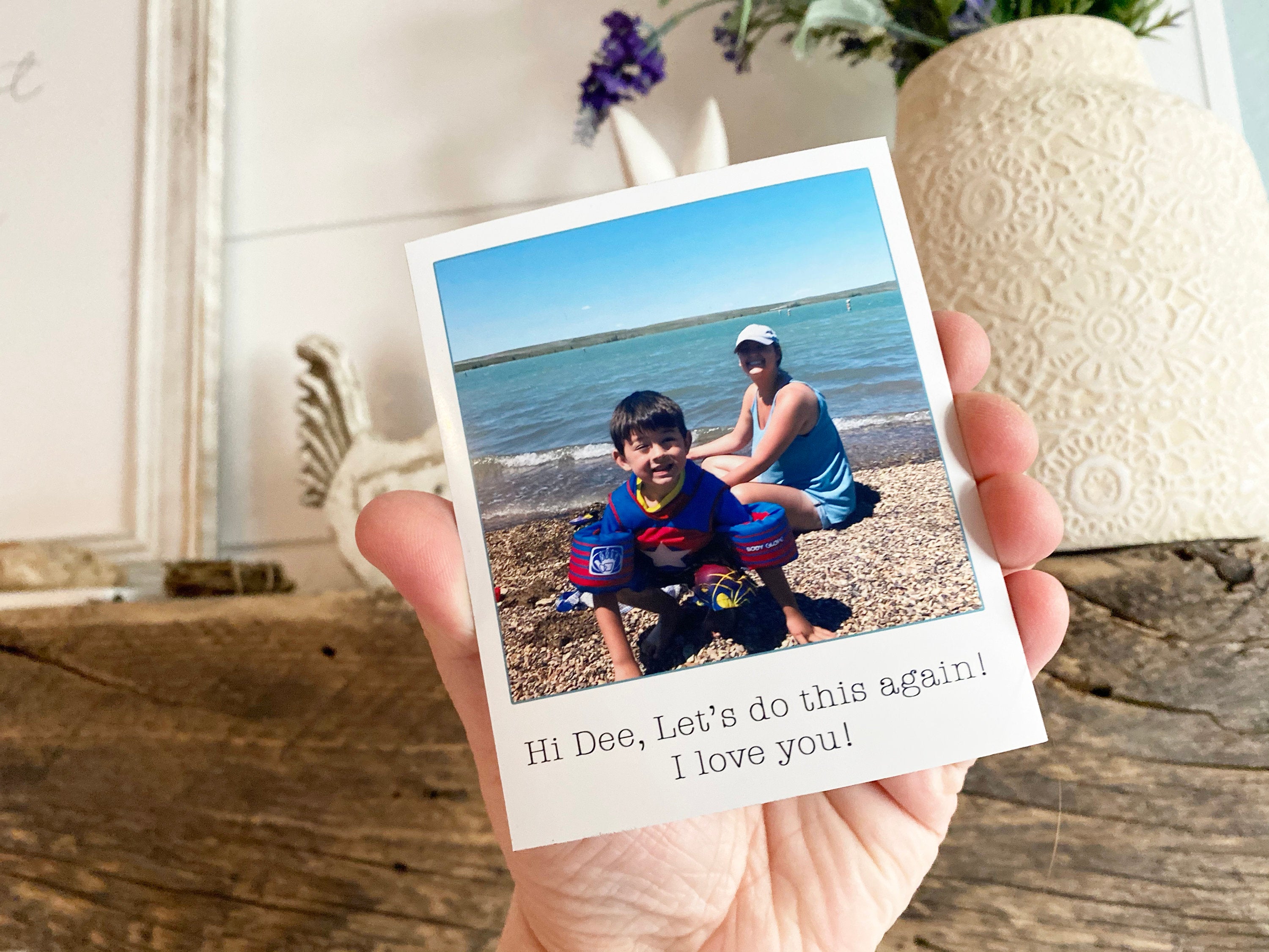 Personalized Photo Magnet Gift Mailed to a Loved One - Custom Photo Magnet and Natural Kraft Envelope